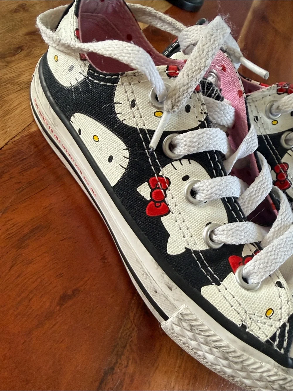 Converse Kids Hello Kitty Black, White & Red Low Top Sneakers